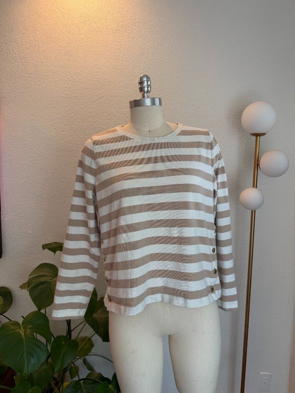 J.Crew 100% Cotton Striped Tee French Girl Nautical Coastal Beach Sweater Size L